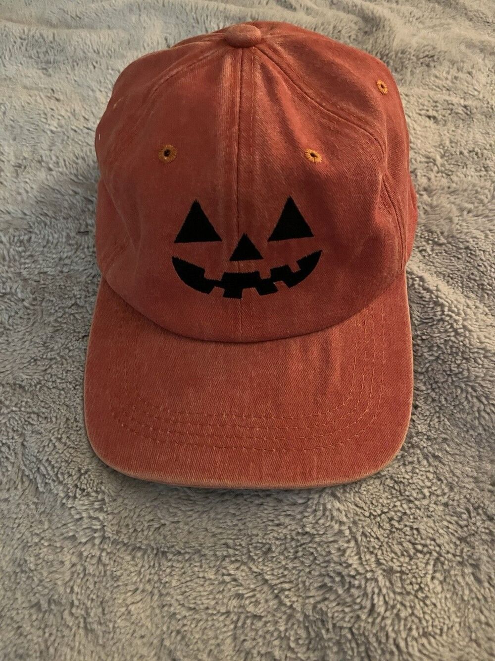 Orange Halloween Pumpkin Jack O Lantern Baseball Cap Hat Adjustable